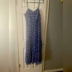 Blue and white flowy maxi dress